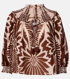 Poupette St Barth Ysee printed smocked cotton blouse
