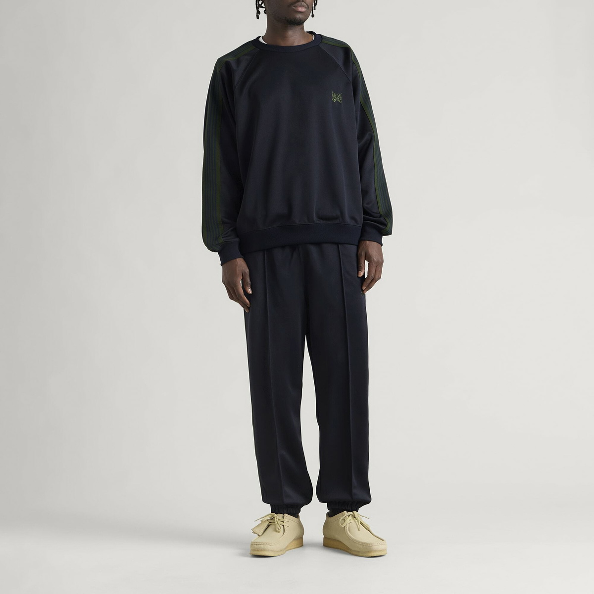Needles Men's Poly Smooth Crew Neck Sweatshirt in Navy