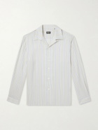 Zegna - Striped Camp-Collar Silk Shirt - Neutrals