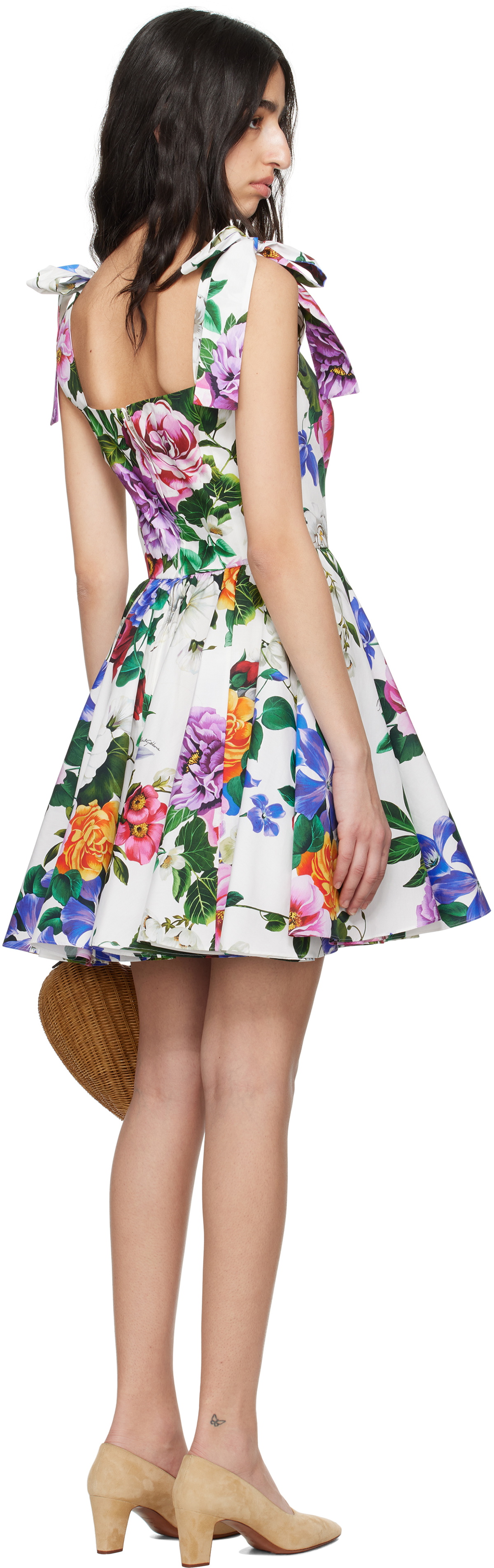 Dolce&Gabbana Multicolor Rose-Print Corset Minidress