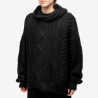 Fear of God ESSENTIALS Men's Cable Knit Hoodie in Jet Black