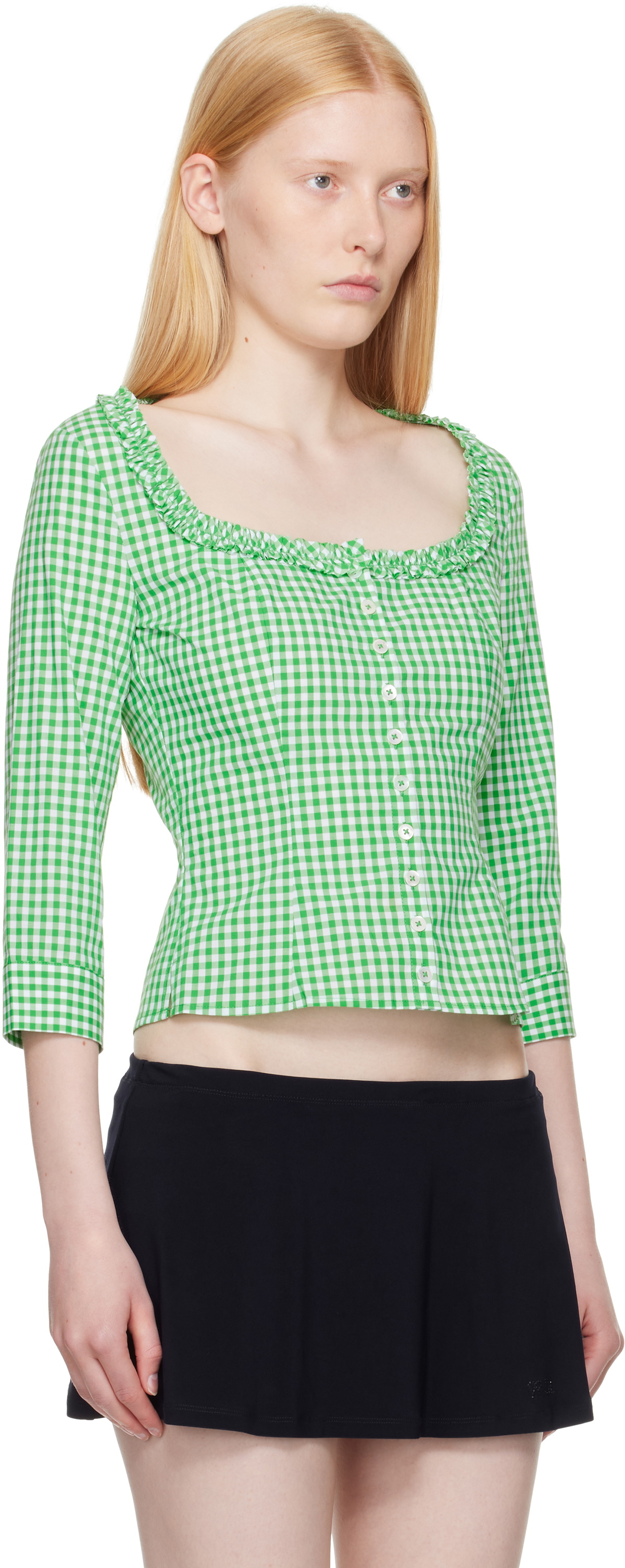 Sandy Liang Green Simona Blouse