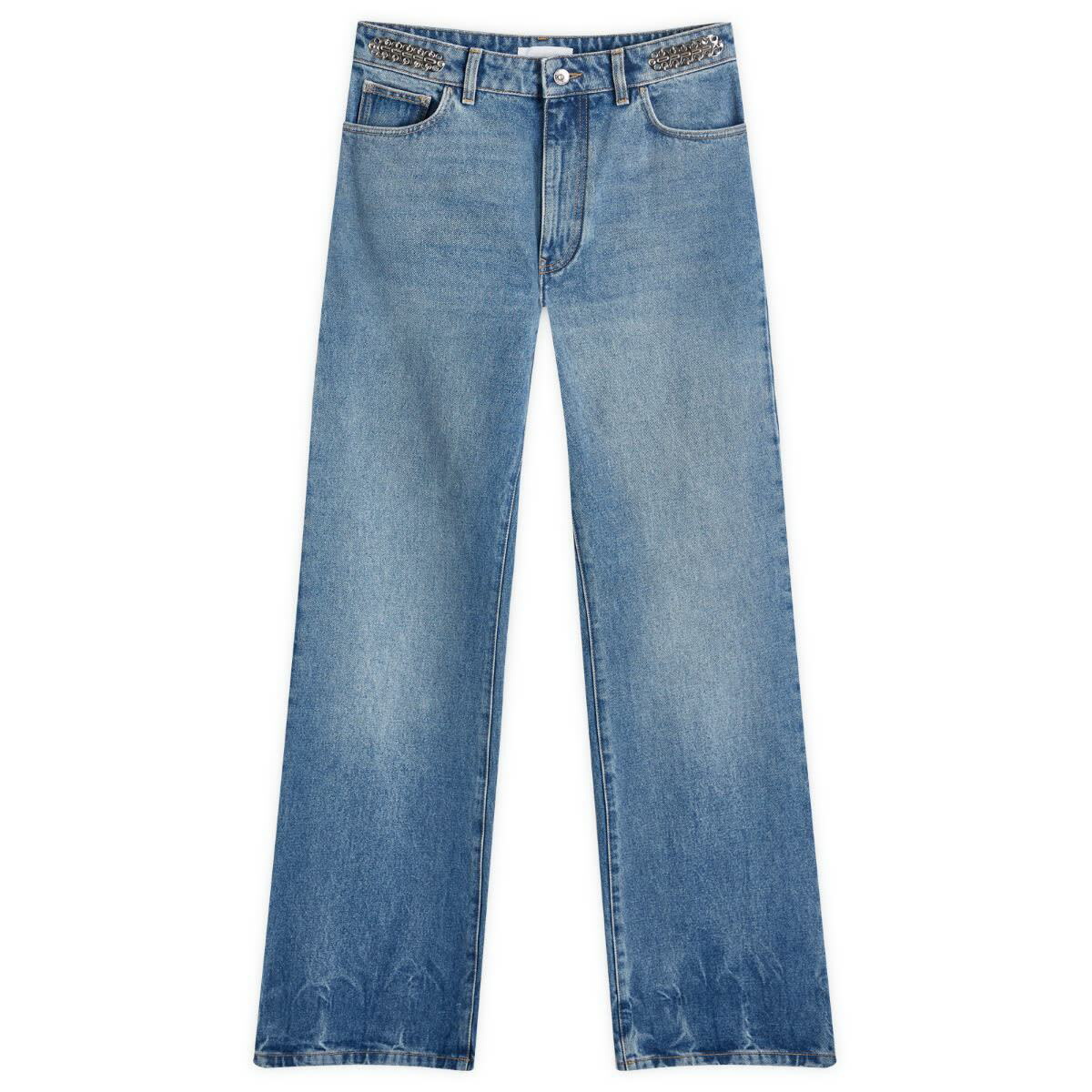 パンツ PACO RABANNE Denim Jeans Paco Rabanne Women's Embellished Jeans in Denim Stone Paco