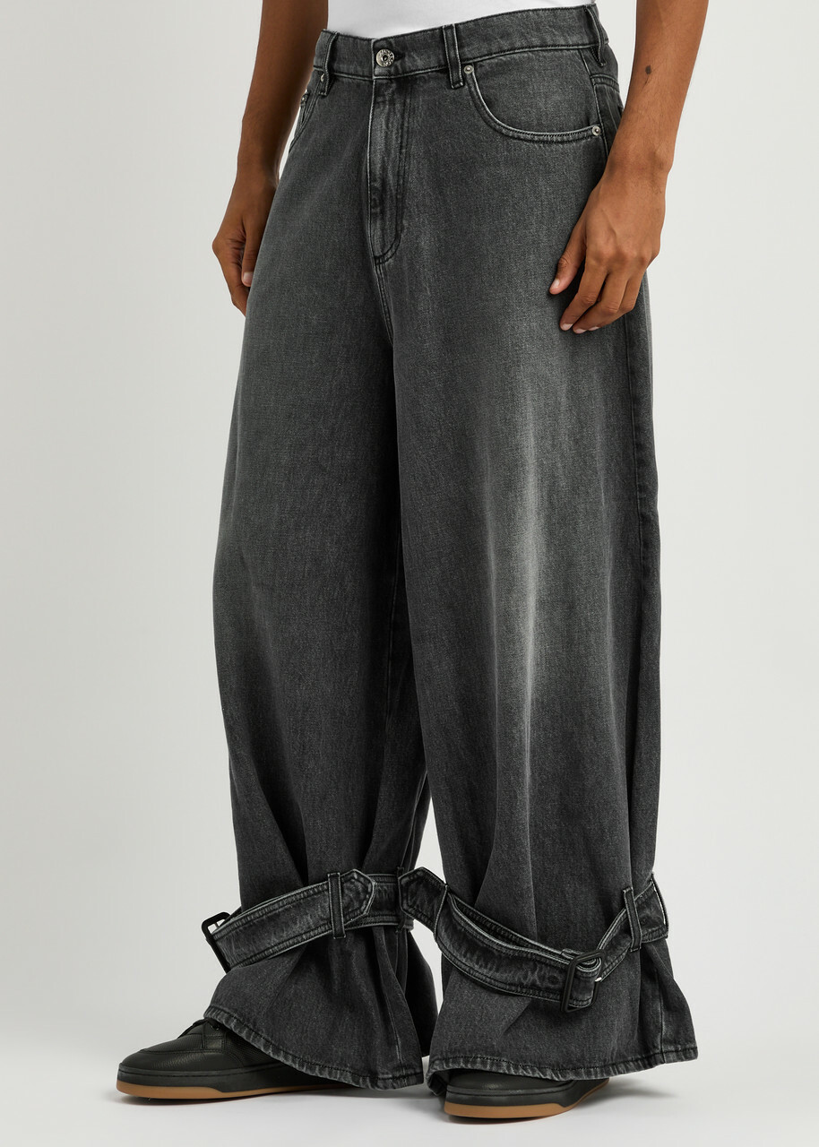パンツ JW ANDERSON LOGO GLID CUFF WIDELEG JEANS Logo Grid Cuff Wide Leg Jeans in Off-White – SVRN