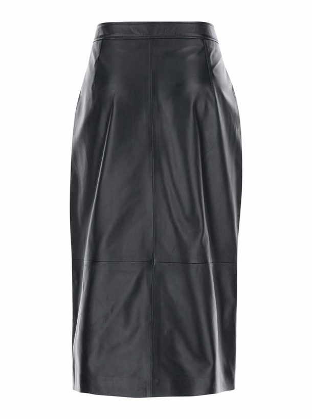 Photo: ARMA Midi Black Skirt With Front Slit In Leather Woman