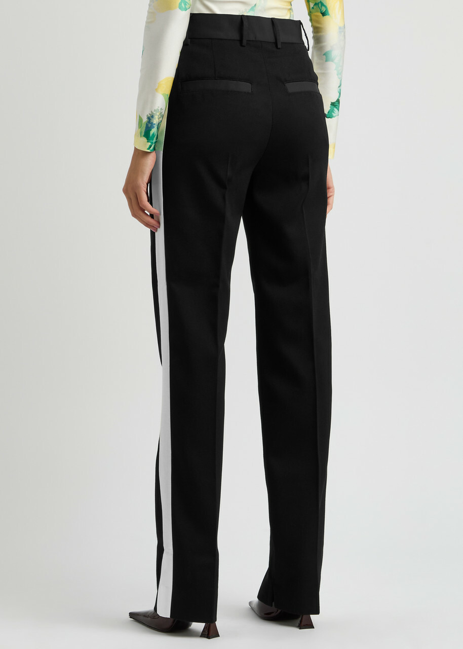 Meryll Rogge Panelled Straight-leg Wool Trousers Black And White
