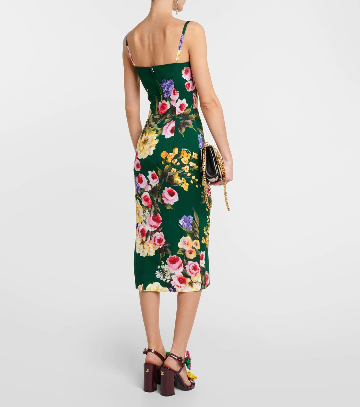 halter neck satin dress midi ROSE Cross Neck Bonded Satin Midi Dress with Drape in Emerald
