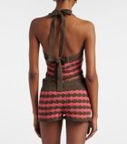 Valentino Striped knitted cotton crop top