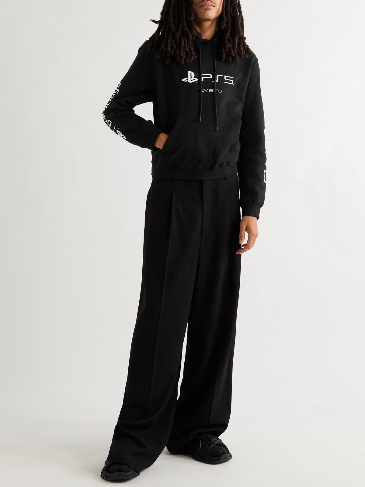 Balenciaga x PS5 Women's Cotton Hoodie Sweatshirt in Black