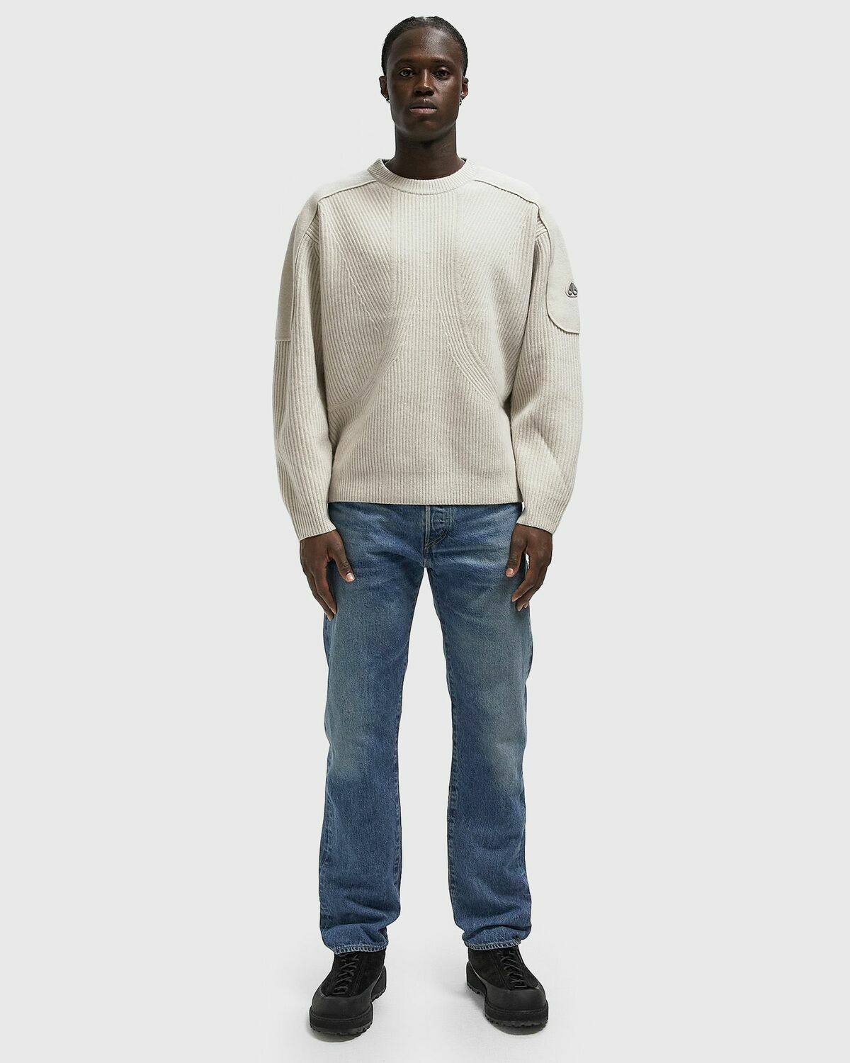 Moose Knuckles COLSON CREW NECK White Mens Pullovers/Sweatshirt
