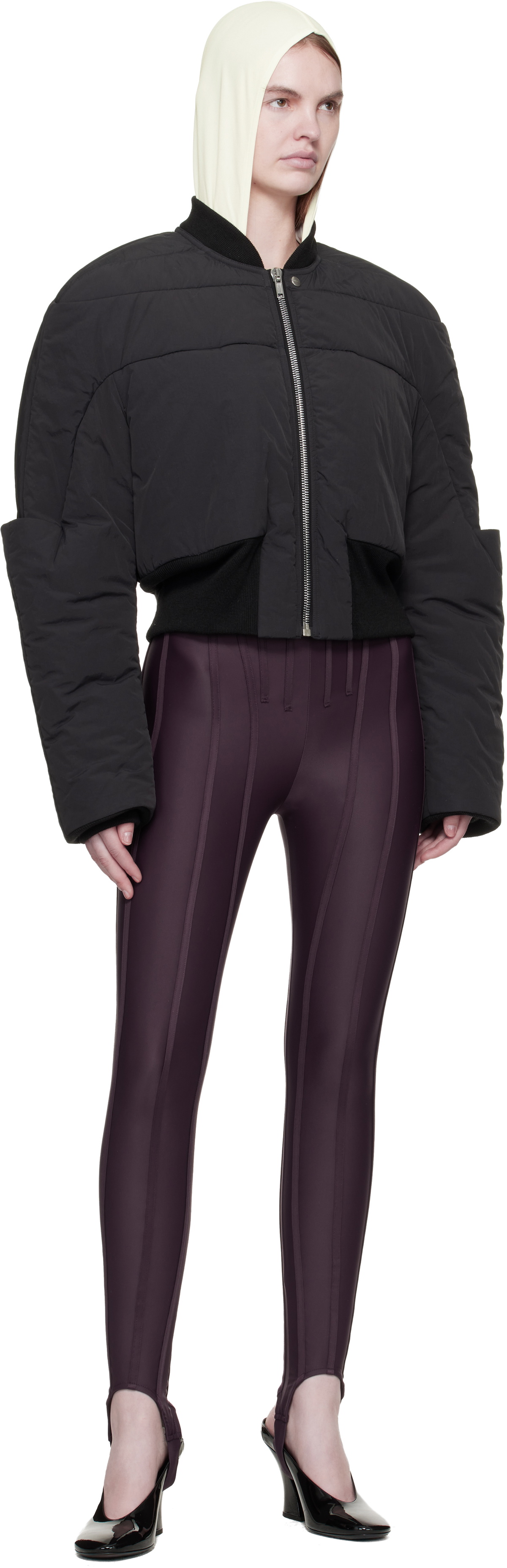 Mugler Burgundy Corseted Leggings