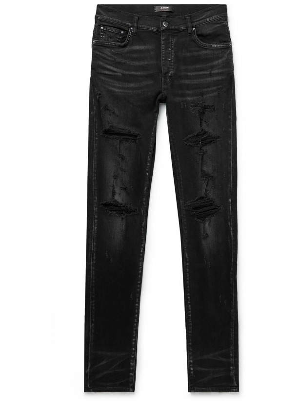 Photo: AMIRI - Thrasher Plus Skinny-Fit Distressed Jeans - Black