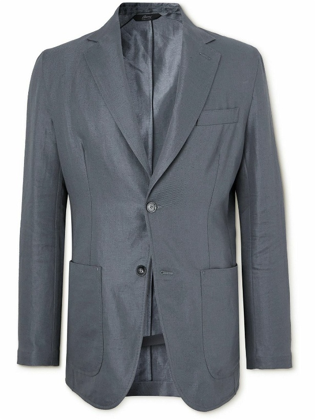 Photo: Brioni - Cotton, Linen and Silk-Blend Suit Jacket - Gray