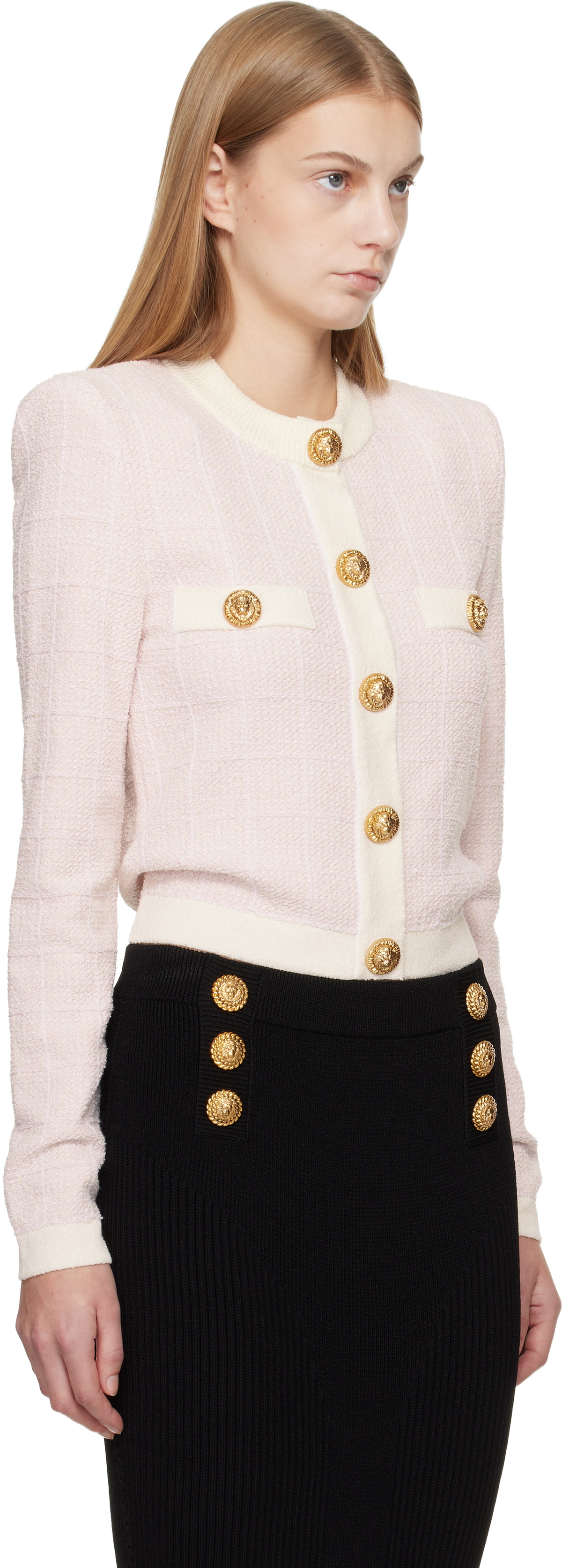 Balmain Pink Light Tweed Cardigan
