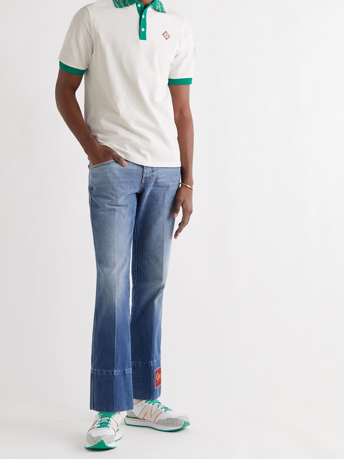Casablanca - Laurel Logo-Appliquéd Cotton-Piqué Polo Shirt