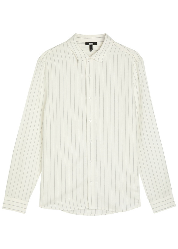 Photo: Paige Peters Striped Linen-blend Shirt Ecru