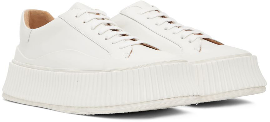Jil Sander White Leather Platform Low-Top Sneakers