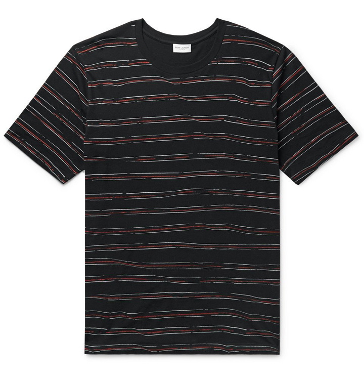 Photo: Saint Laurent - Striped Cotton-Jersey T-Shirt - Men - Black