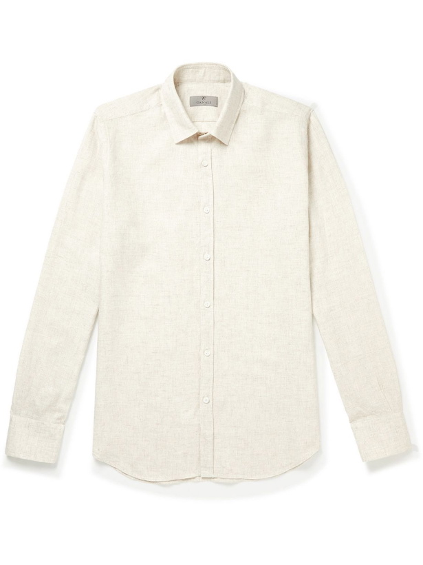 Photo: Canali - Spread-Collar Linen and Lyocell-Blend Gauze Shirt - Neutrals