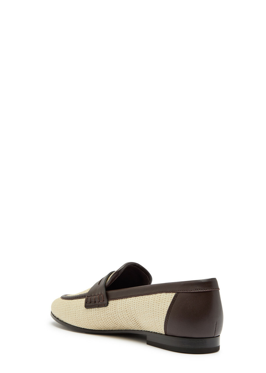 Brunello Cucinelli Leather-trimmed Raffia Loafers Beige