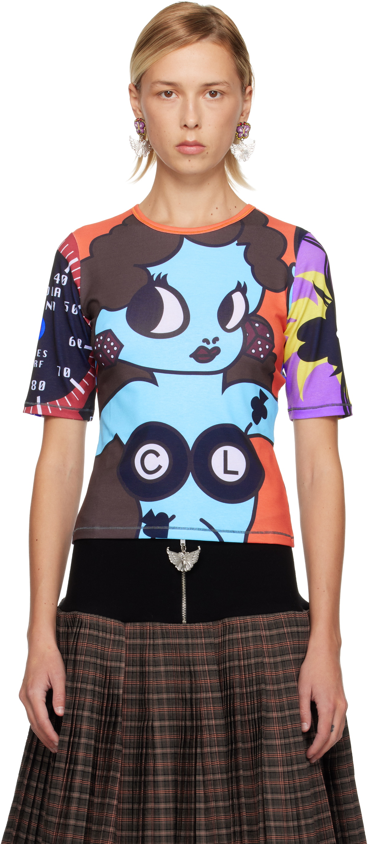 Chopova Lowena White Kitty Beaded Long Sleeve T-Shirt Chopova Lowena