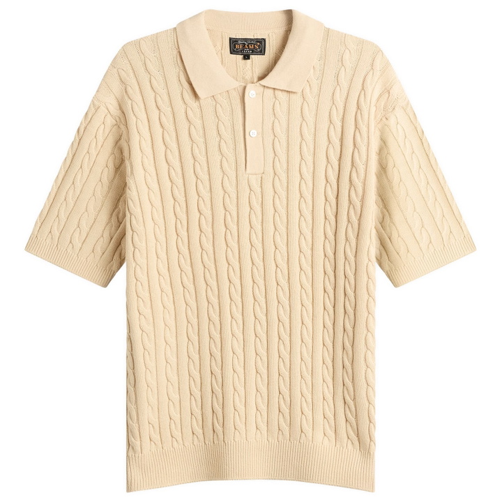 Photo: Beams Plus Men's Cable Knit Polo in Beige