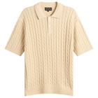 Beams Plus Men's Cable Knit Polo in Beige