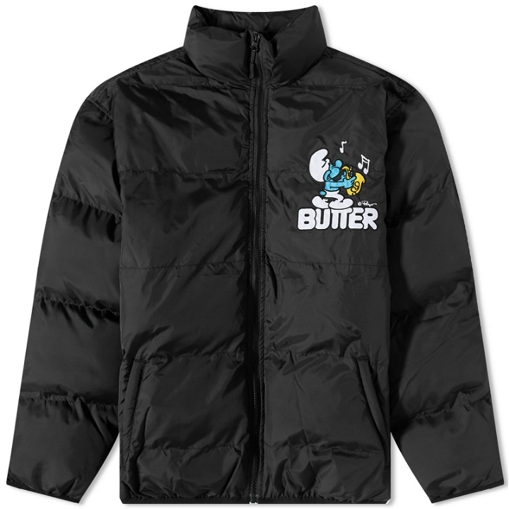 Photo: Butter Goods x The Smurfs Harmony Puffer Jacket in Black