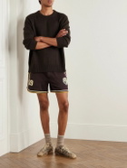 BODE - Bobcat Appliquéd Striped Jersey Shorts - Brown