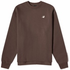 New Balance Women's Linear Heritage Brushed Back Fleece Crewneck in Black Coffee