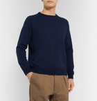 Aspesi - Slim-Fit Loopback Cotton, Cashmere and Wool-Blend Sweater - Blue
