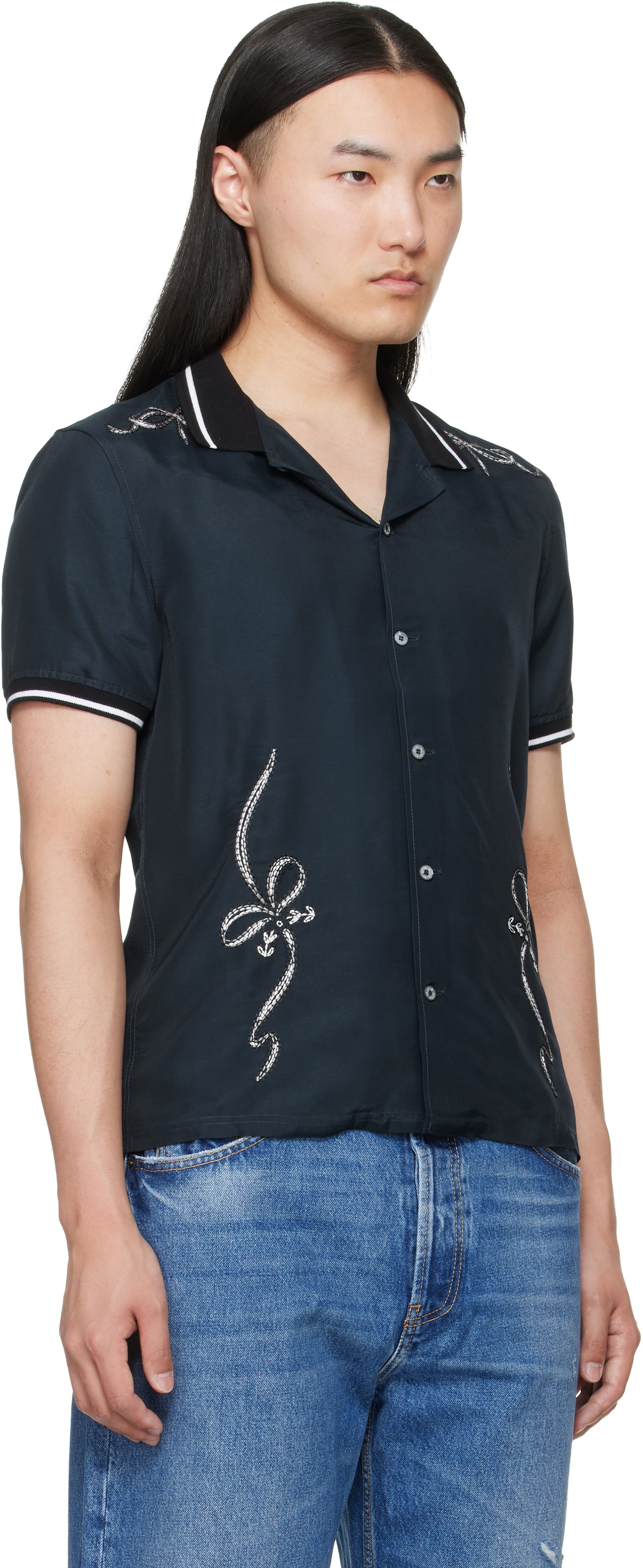 Acne Studios Navy Embroidered Button-Up Shirt