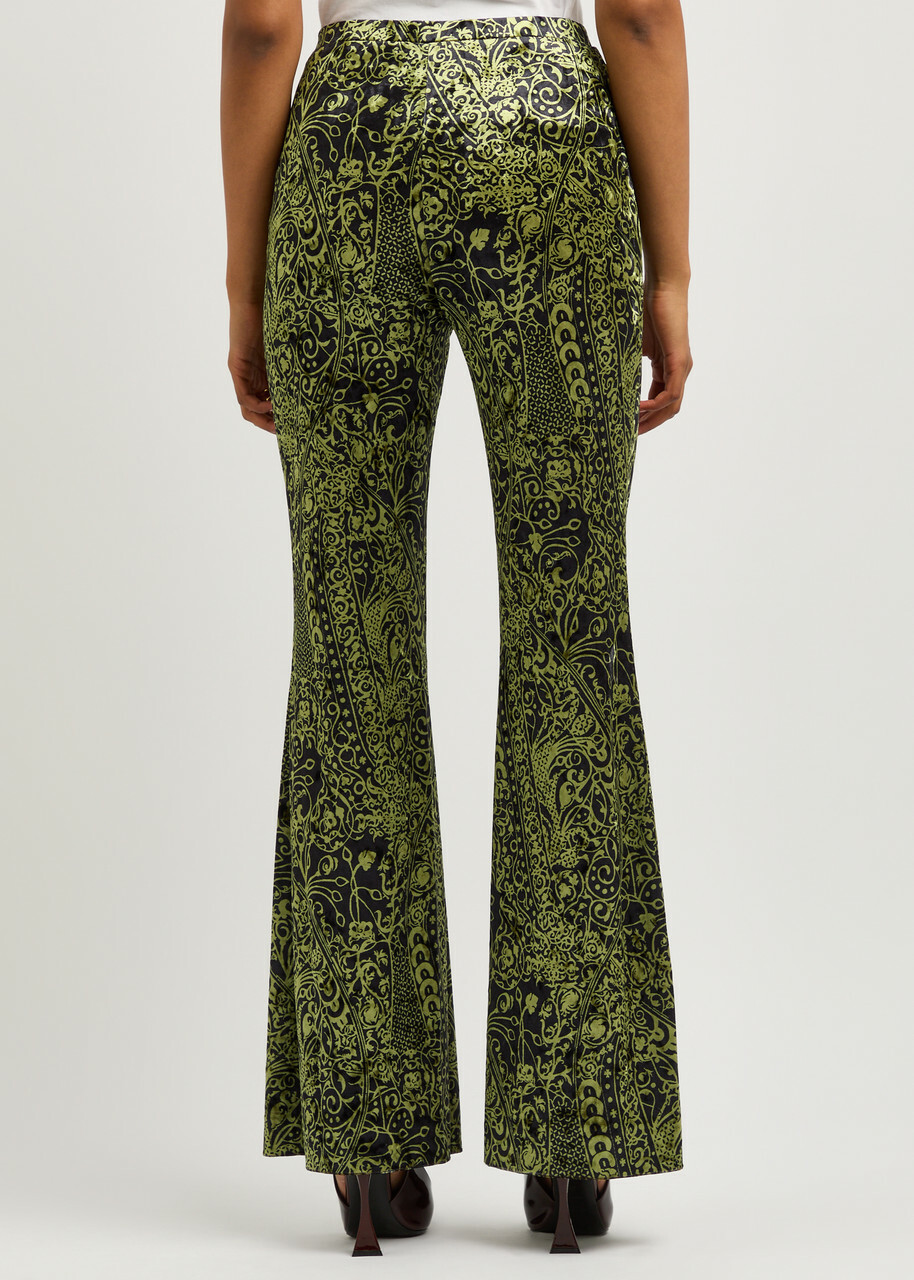Diane Von Furstenberg Ruthette Printed Flared Velvet Trousers Multicoloured