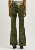 Diane Von Furstenberg Ruthette Printed Flared Velvet Trousers Multicoloured