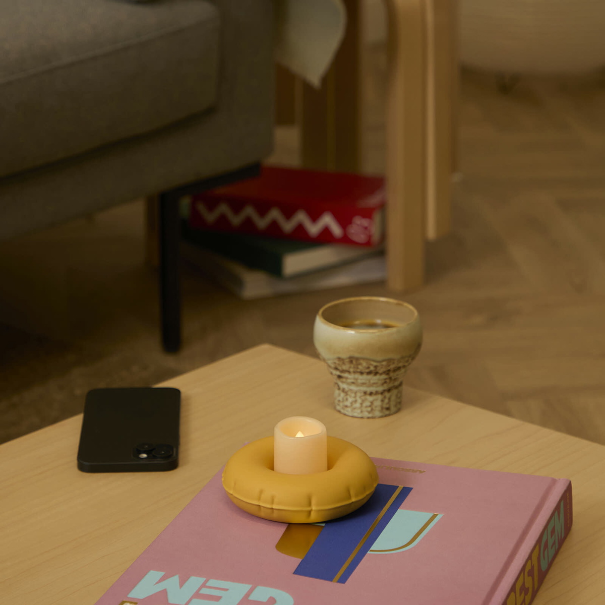 Home Studyo Moby Tealight Holder in Yolk Yellow 