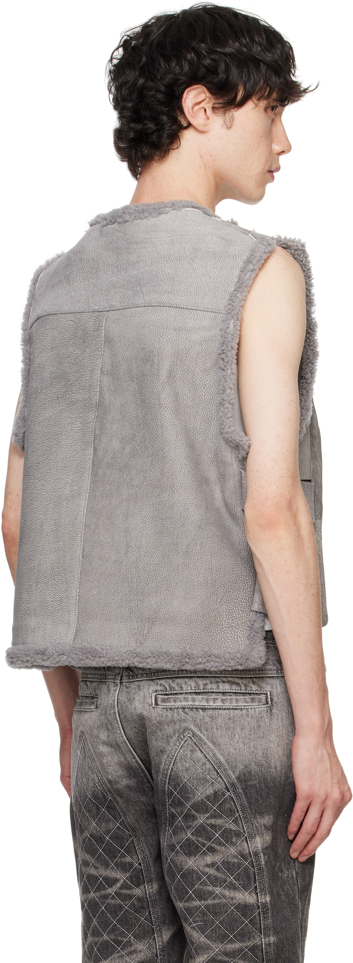 Who Decides War Gray Bullet Point Leather Vest