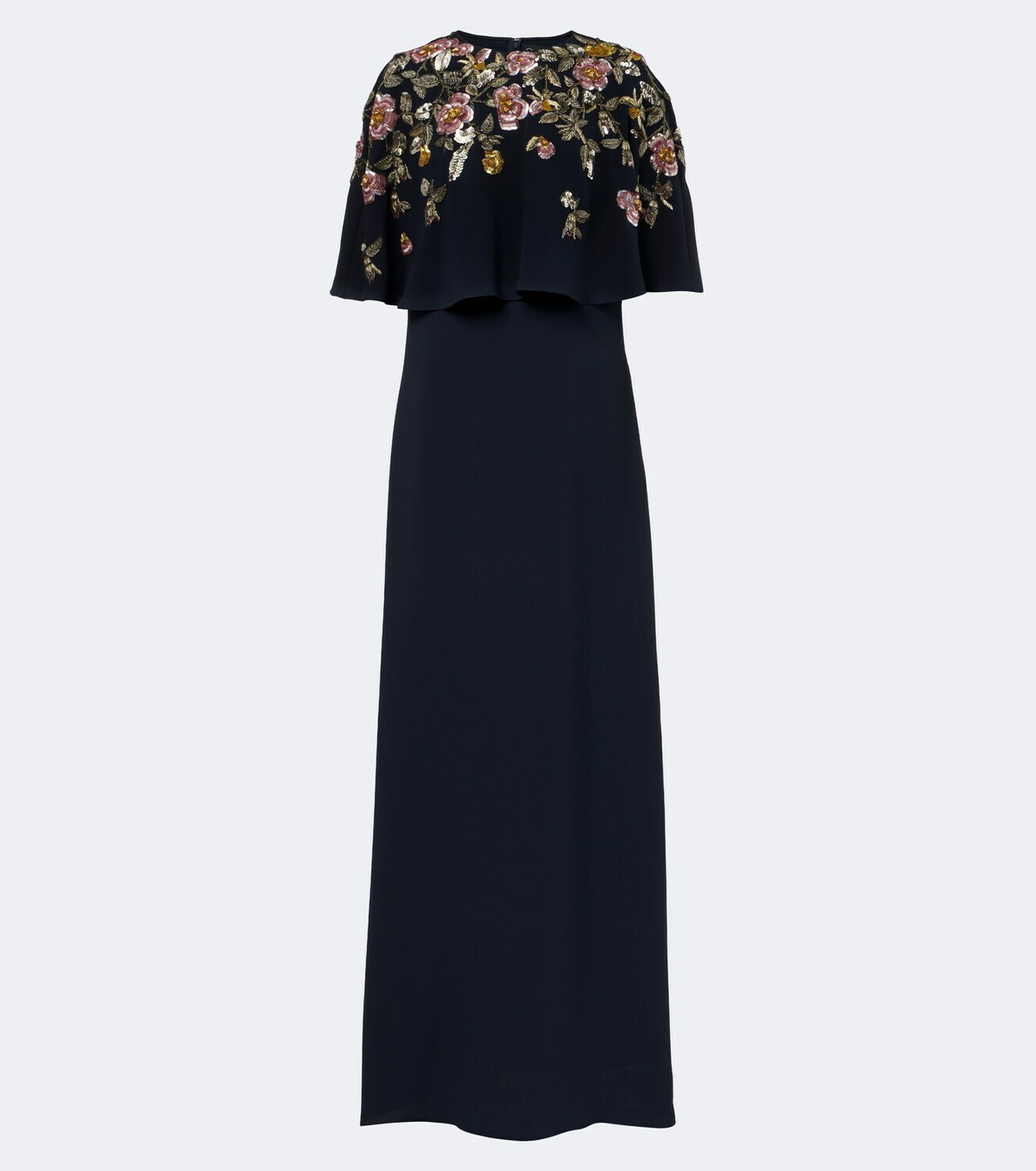 Oscar de la Renta Embellished silk-blend georgette gown