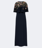 Oscar de la Renta Embellished silk-blend georgette gown