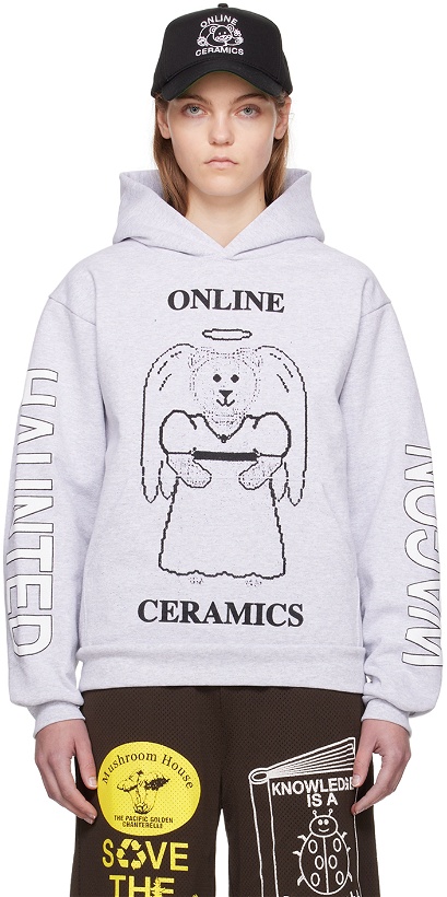 Photo: Online Ceramics SSENSE Exclusive Grey Angel Bear Hoodie