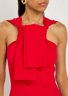 A.W.A.K.E Mode Chiffon and Knit Knotted-neckline Midi Dress Red