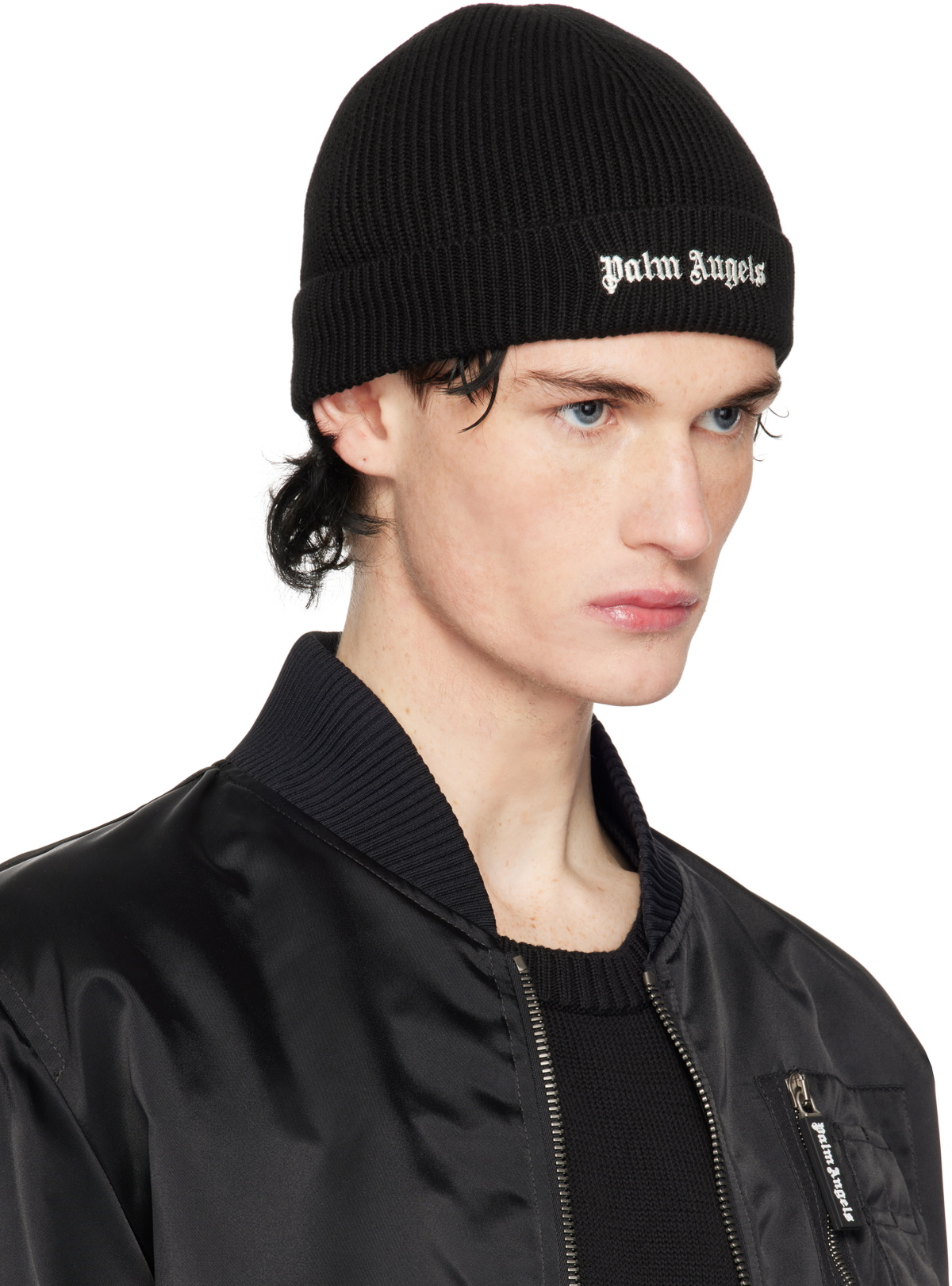 Palm Angels Black Classic Logo Beanie Palm Angels