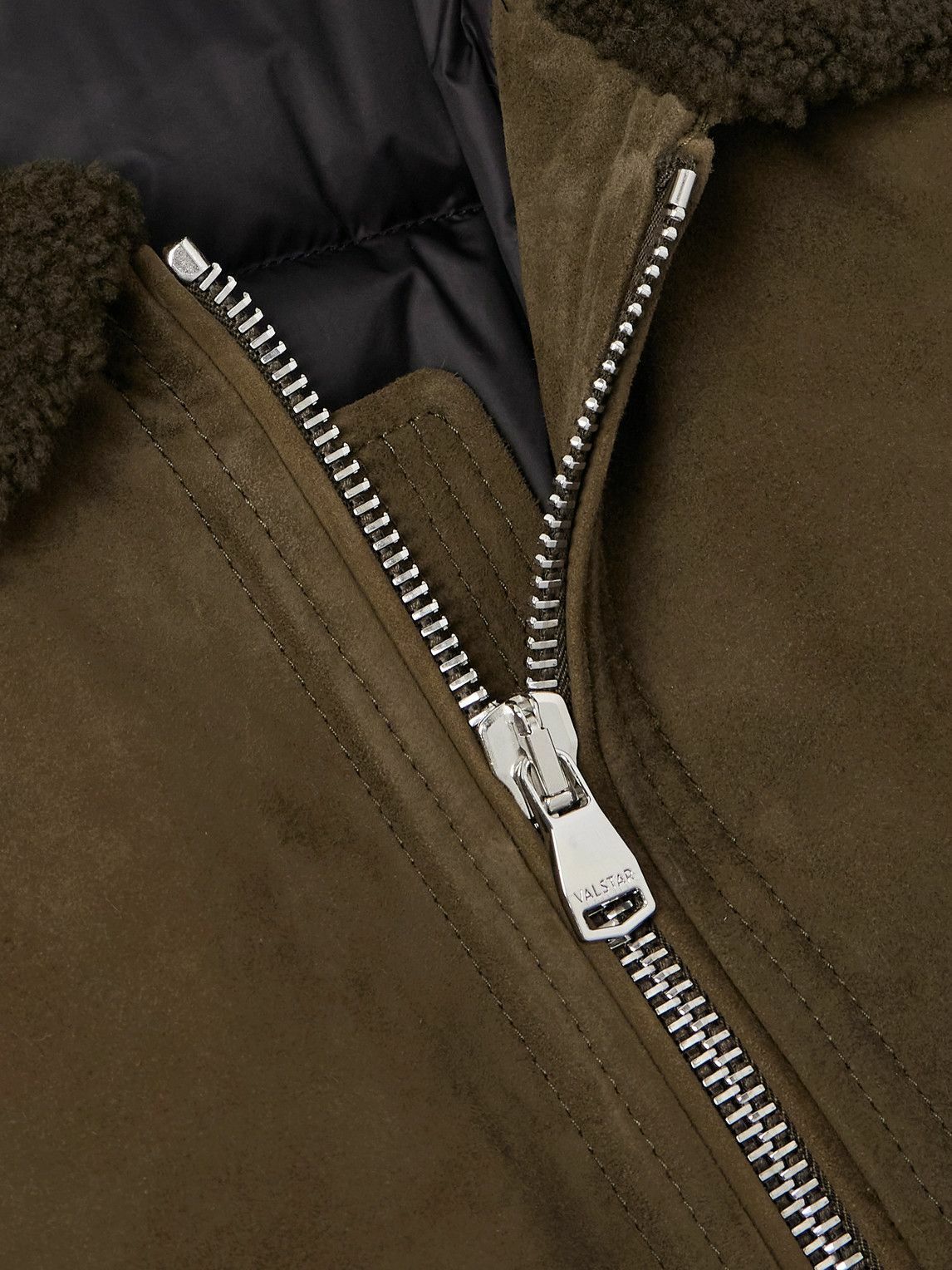 Valstar - Cudden Shearling-Trimmed Suede Down Aviator Jacket - Green