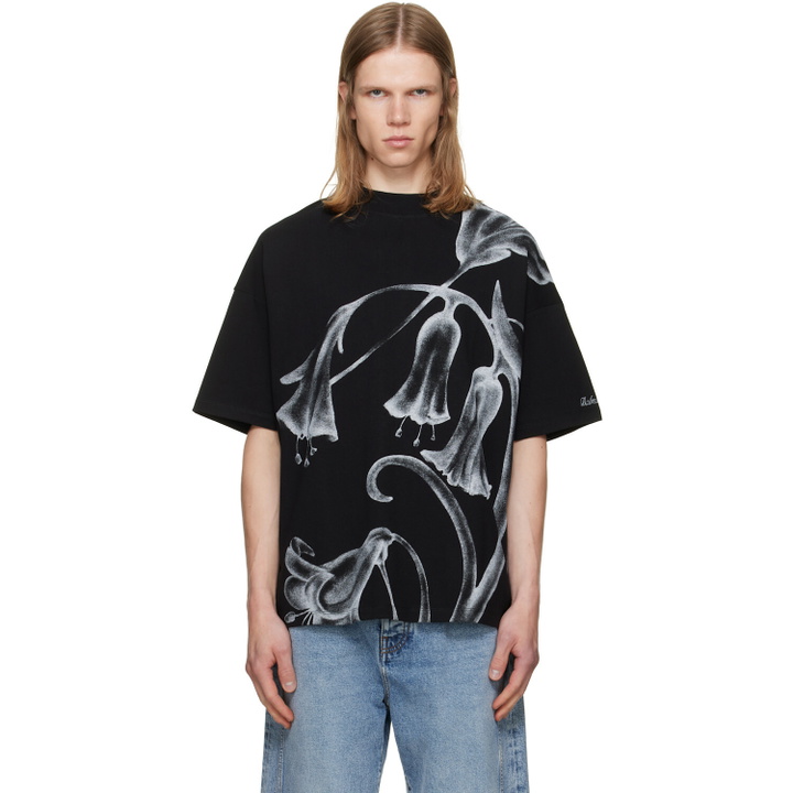 Photo: BALMAIN Black Printed 'Balmain Flower' T-shirt
