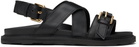 Moschino Black Calfskin Buckle Sandals