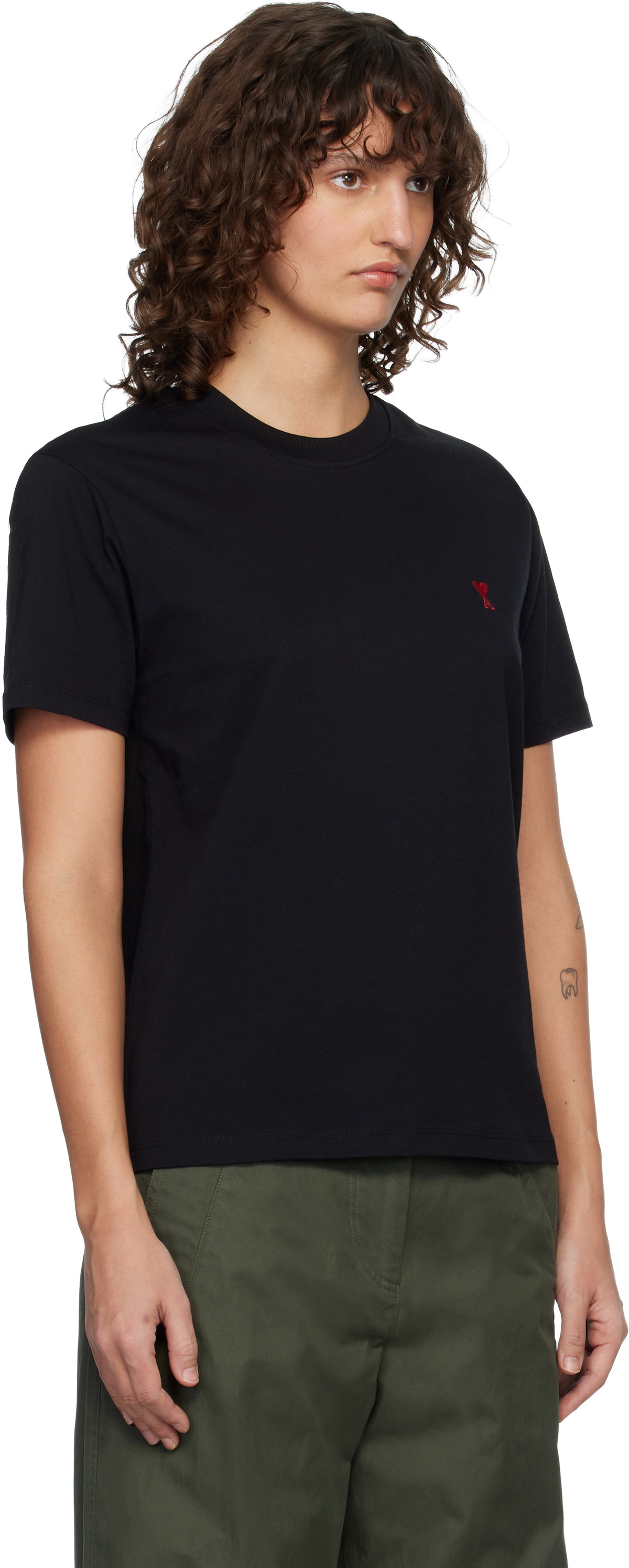 AMI Paris Black Ami de Coeur T-shirt