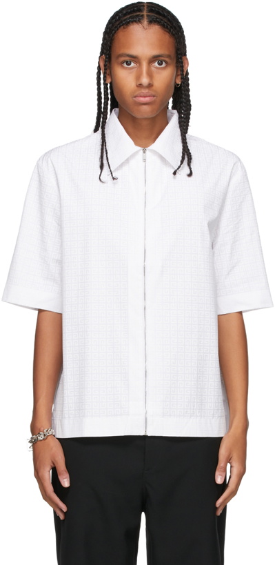 Photo: Givenchy White Zip Logo Short Sleeve Shirt