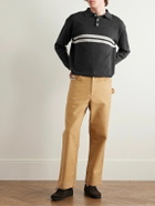 Small Talk - Crochet-Trimmed Merino Wool and Cotton-Blend Polo Shirt - Gray