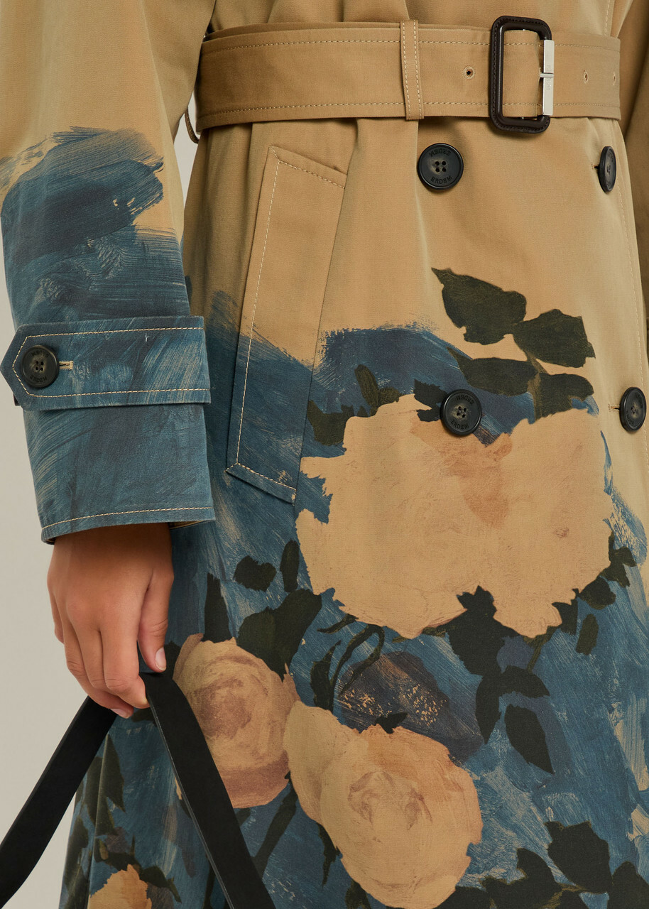 Erdem Printed Belted Cotton Trench Coat Multi Floral