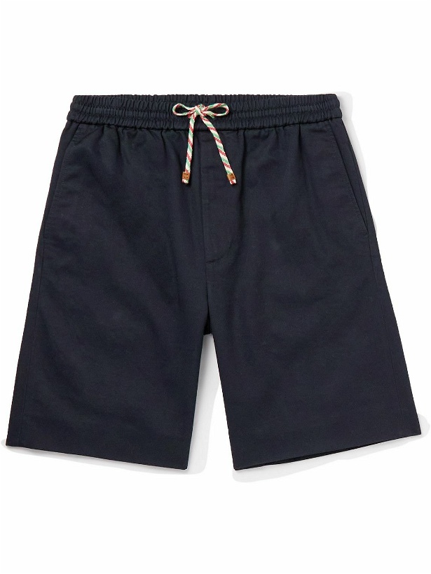 Photo: GUCCI - Straight-Leg Logo-Print Cotton-Twill Shorts - Blue