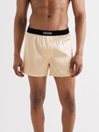 TOM FORD - Velvet-Trimmed Stretch-Silk Satin Boxer Briefs - Neutrals